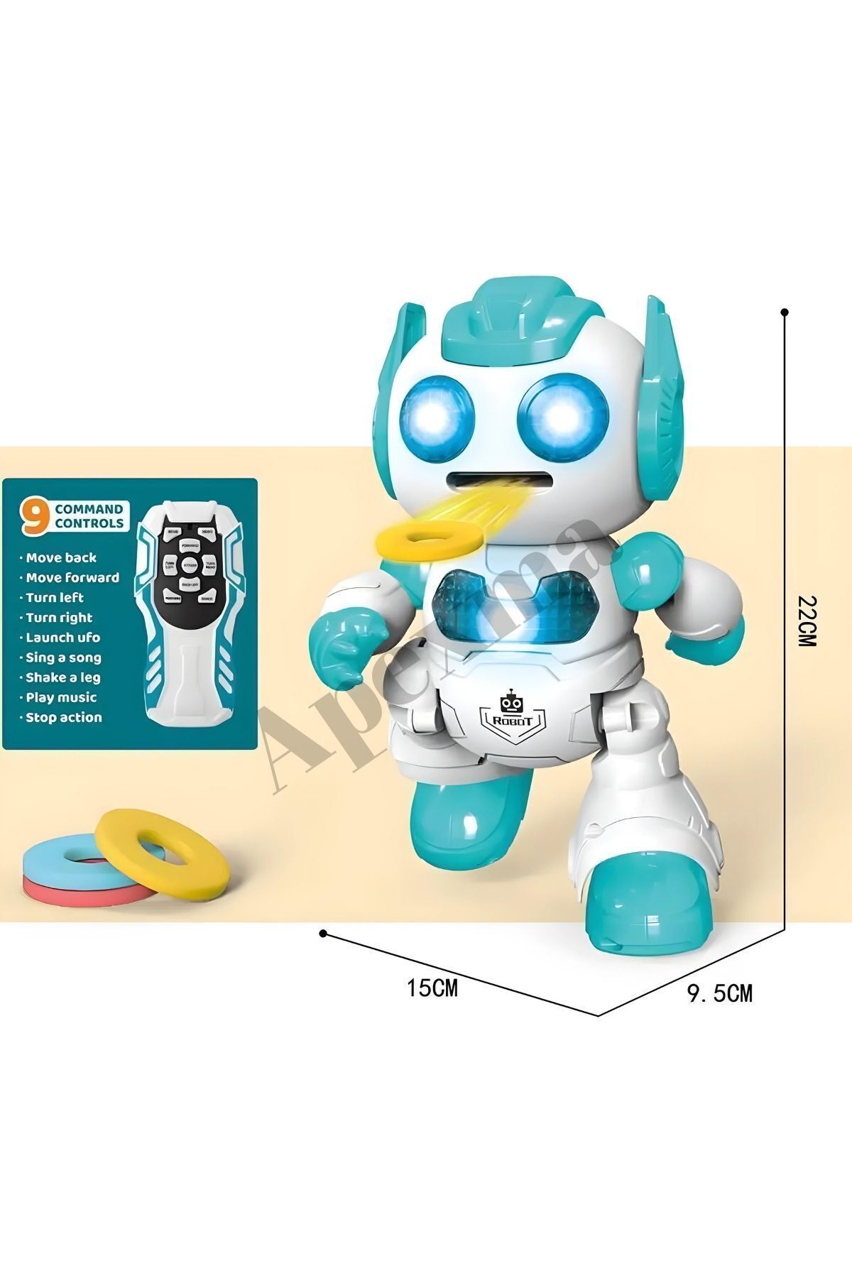 Apexma Uzaktan Kumandalı Sesli Disk Atan Robot - Kız Erkek Oyuncak fotoğrafı 2 (önizleme)