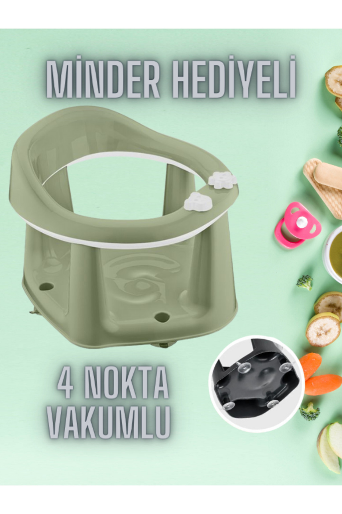 AYVELLA Vakumlu Tombik Mama Koltuğu Minder Hediyeli Banyo ve Mama Sandalyesi fotoğrafı 2 (önizleme)