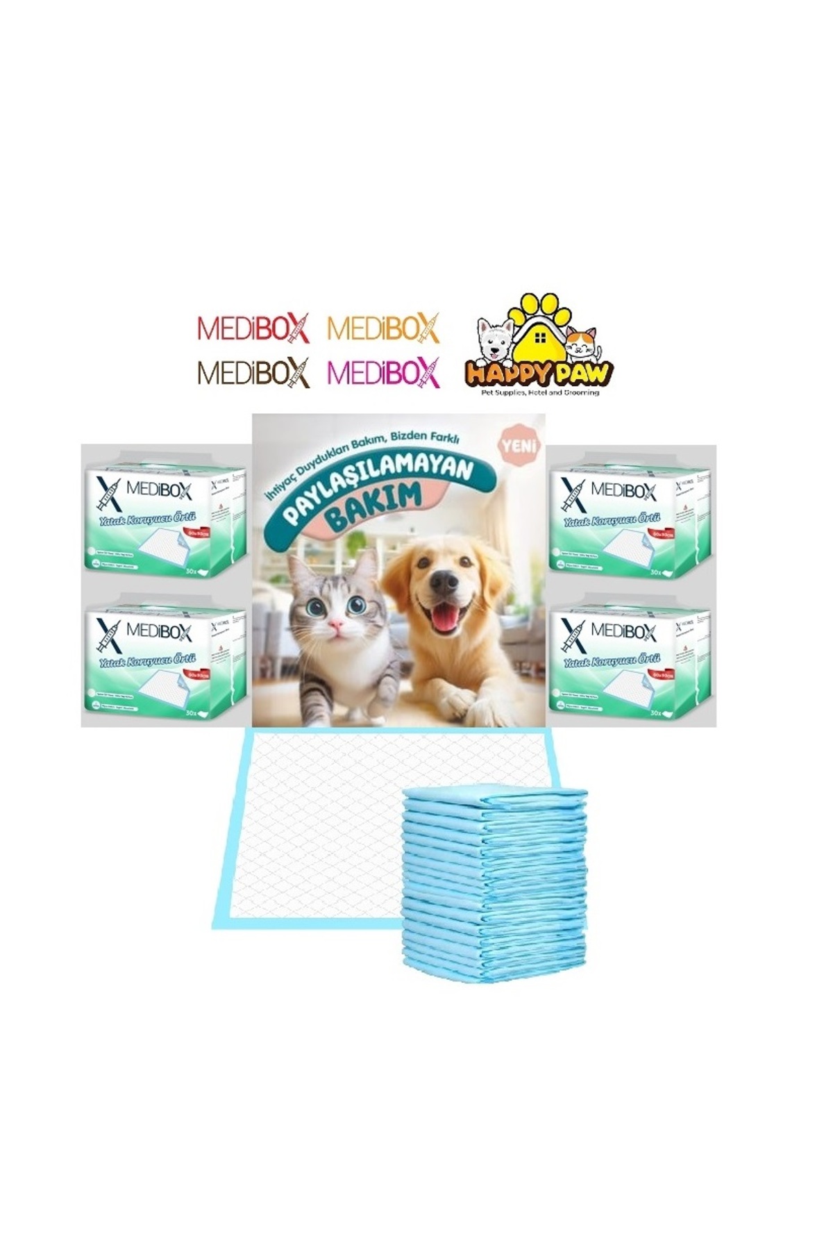 MEDİBOX MEDIBOX Kedi Köpek Çiş Eğitim Pedi 60cm x 90cm - 30 Adet - 1 Paket