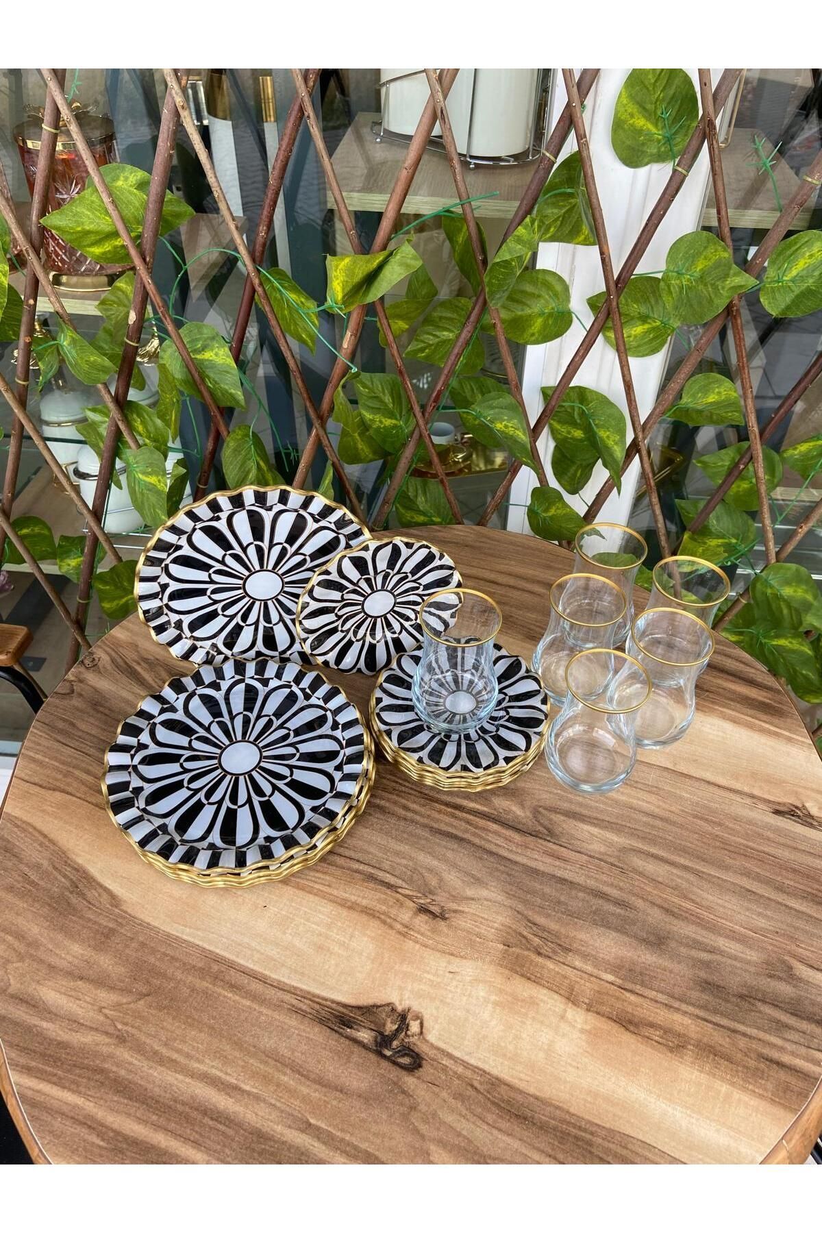 GÜRCÜGLASS-18 Piece Tea Enjoyment Chamomile Set 2