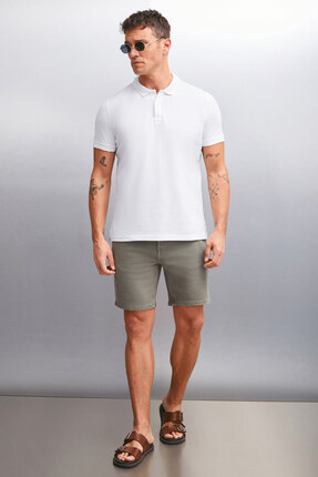 GRIMELANGE MARTEN Erkek %100 Pamuk Kısa Kollu Regular Fit Beyaz Polo Yaka T-s...