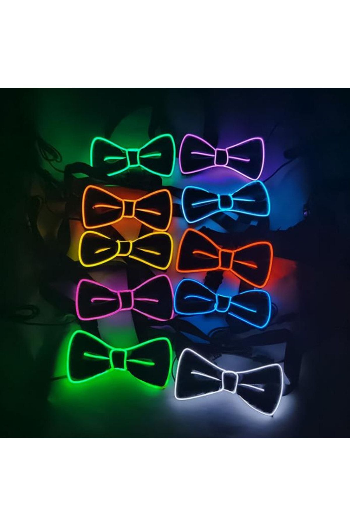 Doppler Turuncu Led Işıklı Papyon Siyah Parti Papyonu Floresan Işık Glow Yılbaşı Düğün Eğlence Hj-ebt01