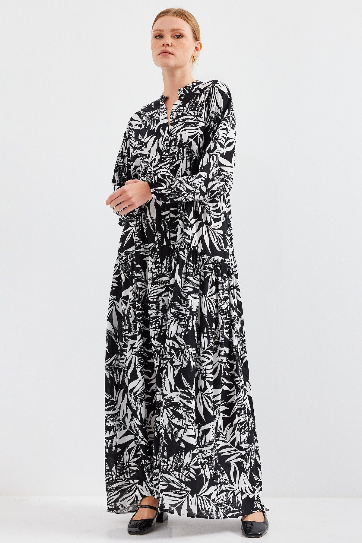Bigdart-2423 Model - U. Black Authentic Patterned Dress 4