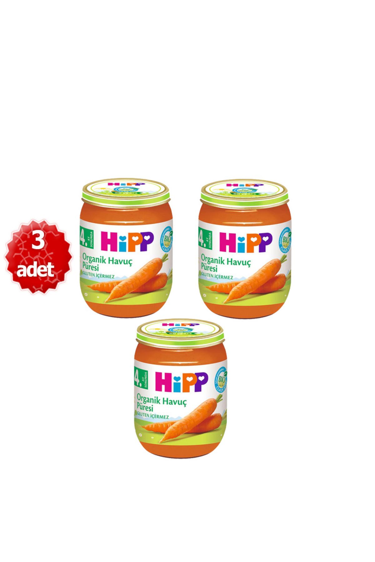 Hipp Organik x 3 Adet Havuç Püresi 125gr
