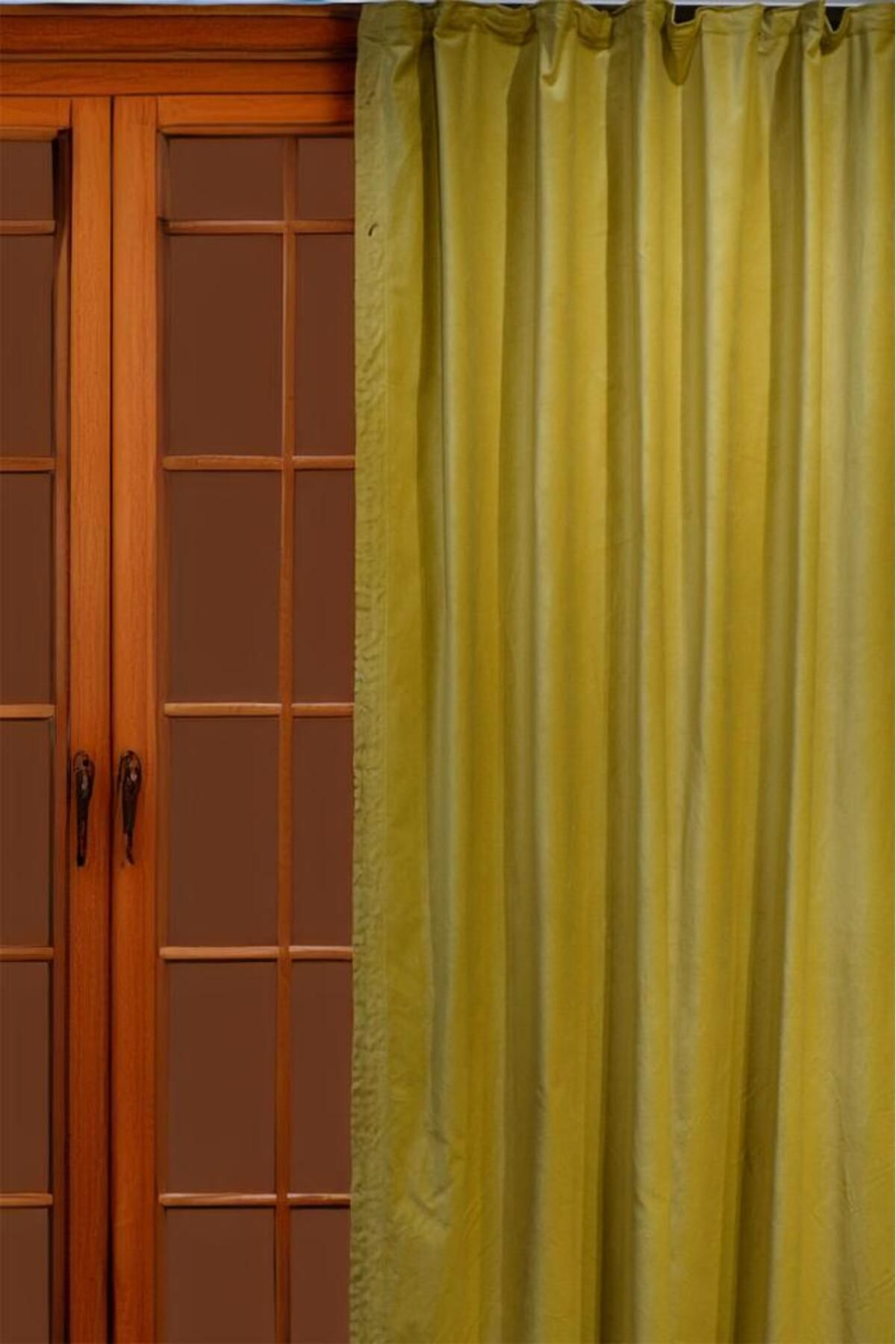 Miabella Home-Velvet Textured, Extraphor Drawstring Background Curtain, Plain Stitched, Modern Touch Single Wing Background Curtain 7