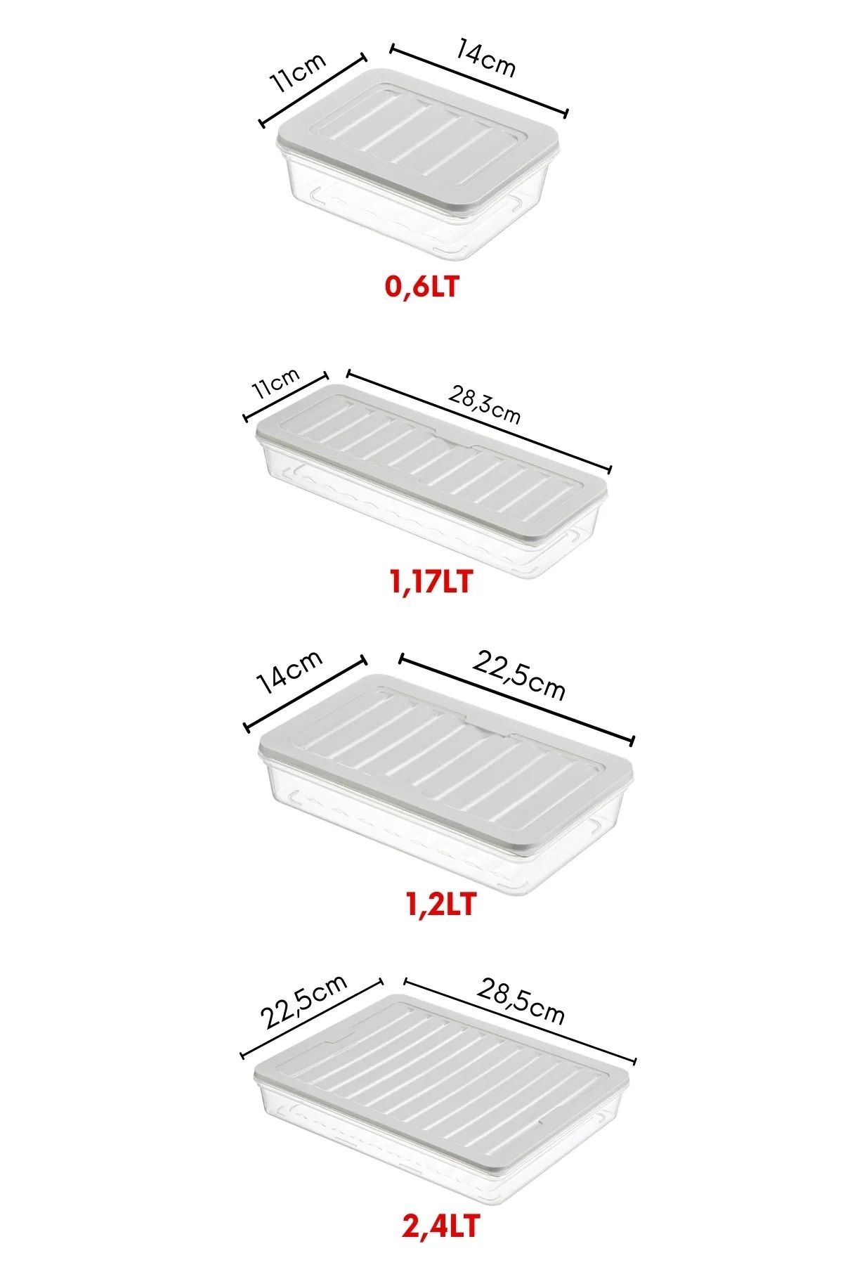 Open Home Concept-Set of 9 Freshbox - Gray Storage Container Suitable for Microwave and Diffraction 8