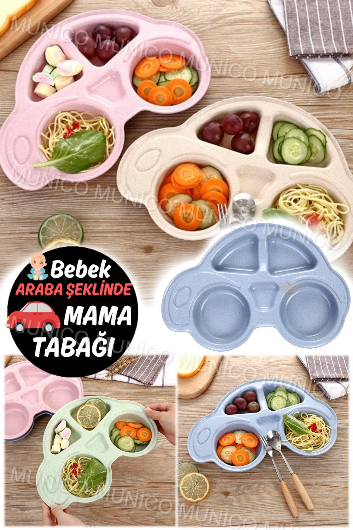 Munico Bebek Tabağı Silikon Vakumlu Küçük Çocuk Tabak Küçük Çocuklar için Bölünmüş Tabak Kendinden Besleme fotoğrafı 7 (önizleme)