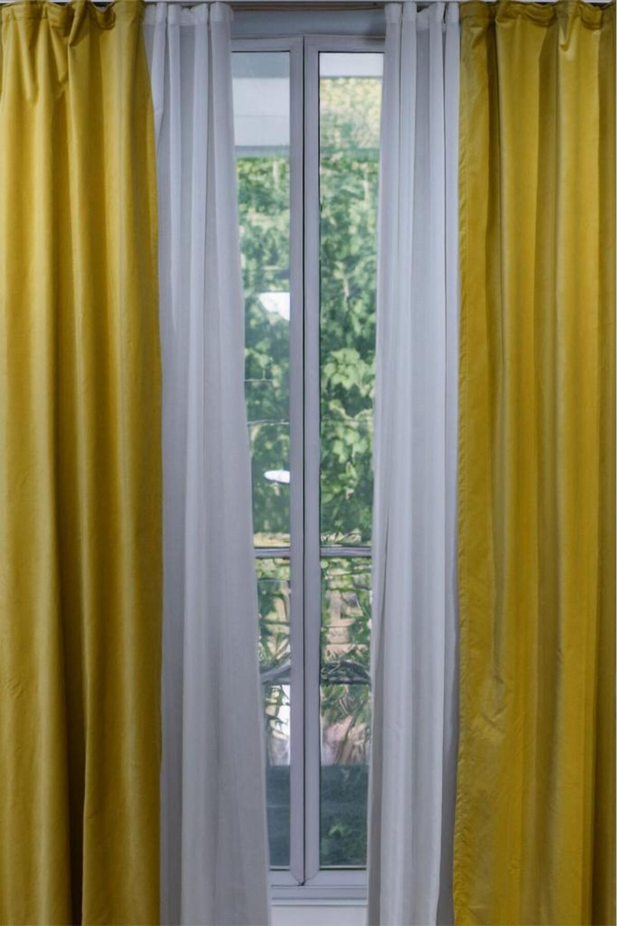 Miabella Home-Velvet Textured, Extraphor Drawstring Background Curtain, Plain Stitched, Modern Touch Single Wing Background Curtain 4