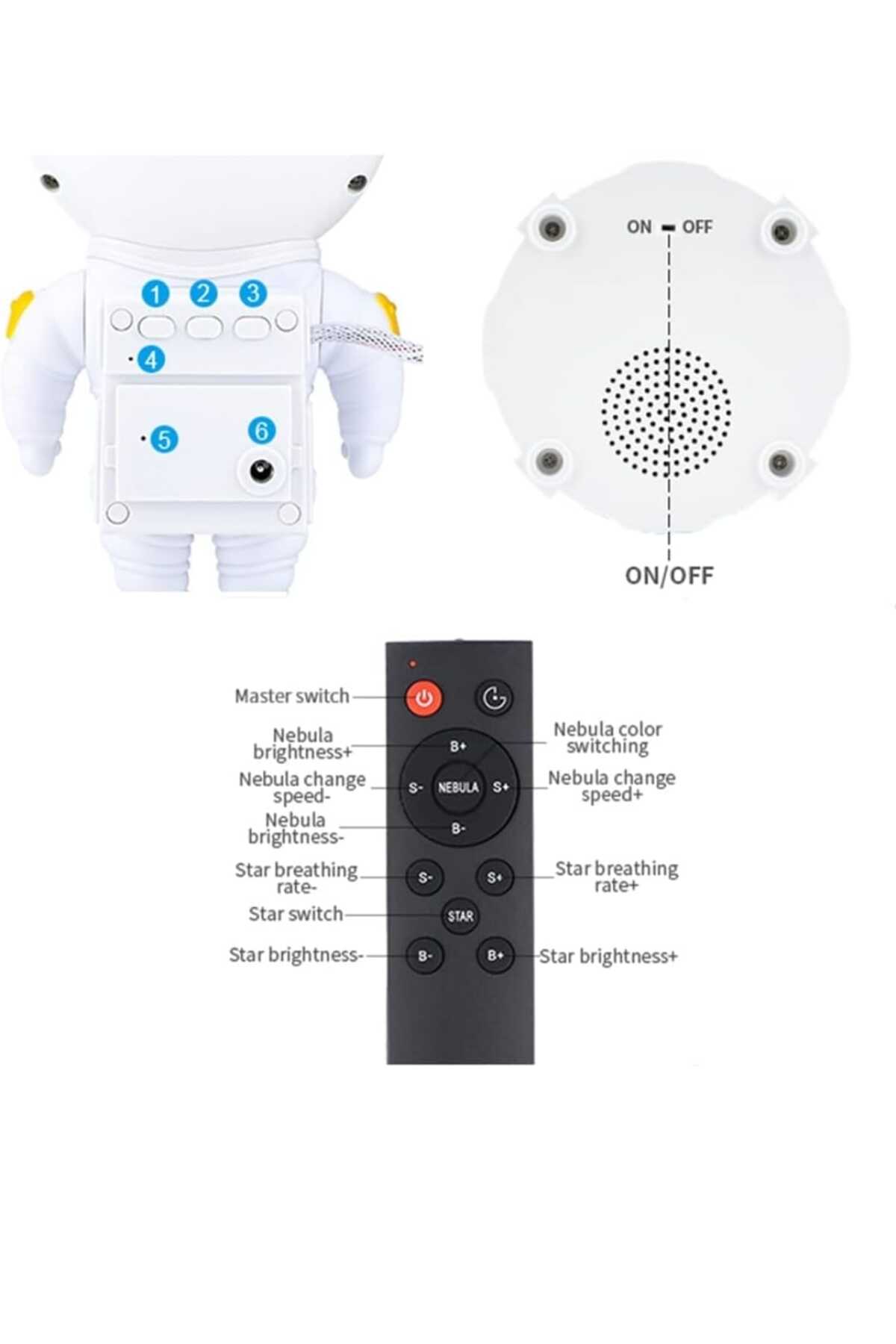 mr shopping MR Astronot Projektör Çocuklar için Yıldız Projektör Galaxy Projektör Gece Lambası,Bluetooth Müzik fotoğrafı 2 (önizleme)