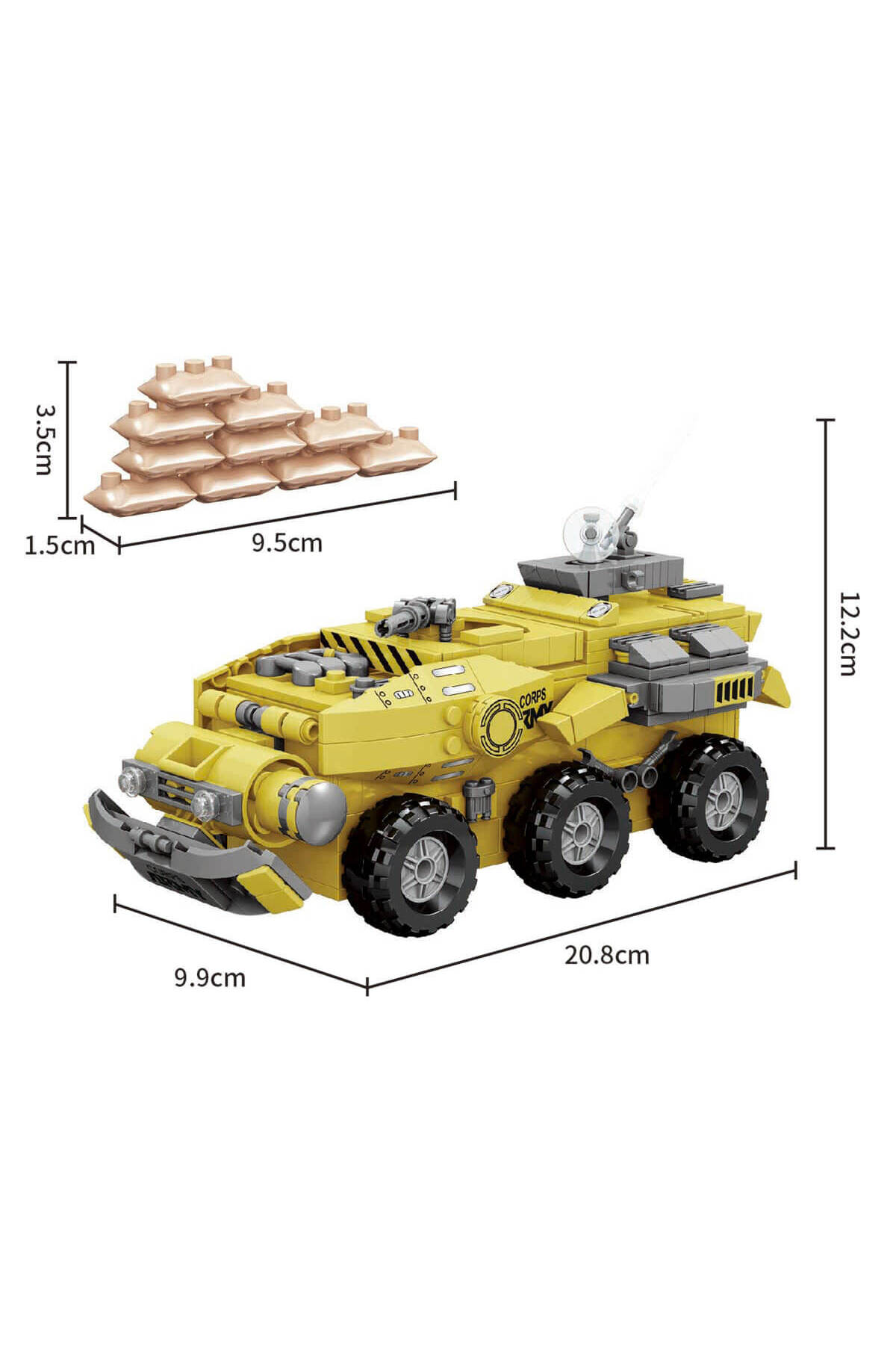 خودروی نظامی زرد جنگ و سربازان 22716، ۴۱۴ تکه، 00004405