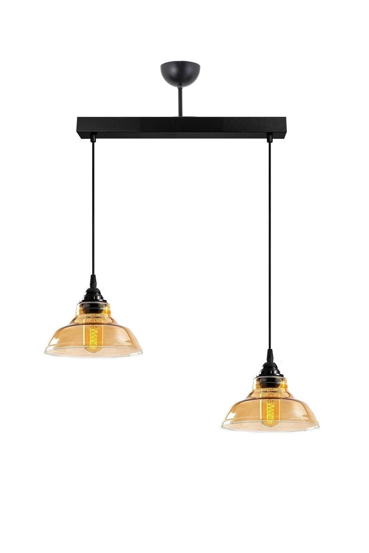 Special Model Double Rectangular Black Modern Honey Glass Pendant