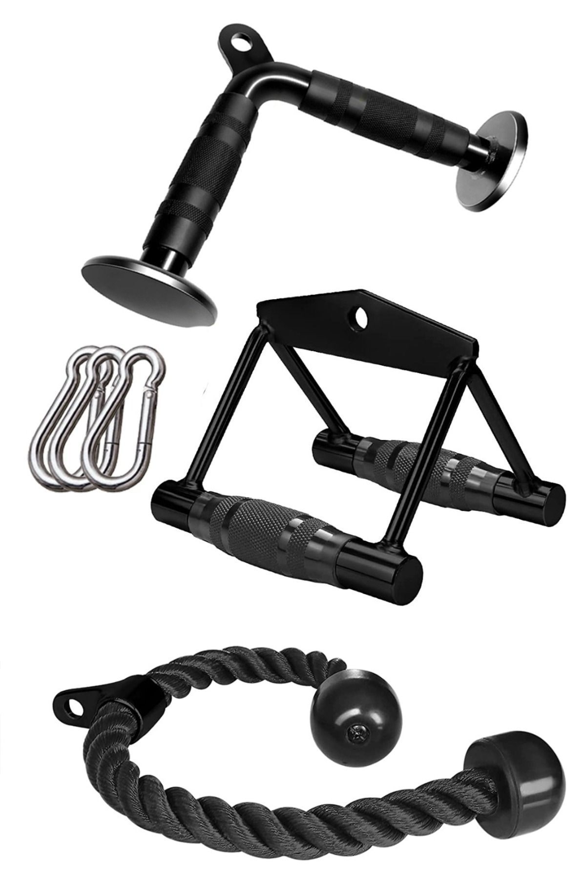 FinxSport Çalışma Istasyonu V Bar - Rowing Bar (SIRT KANAT MİDEYE ÇEKİŞ) - Triceps Halatı Aparat Seti 3'lu