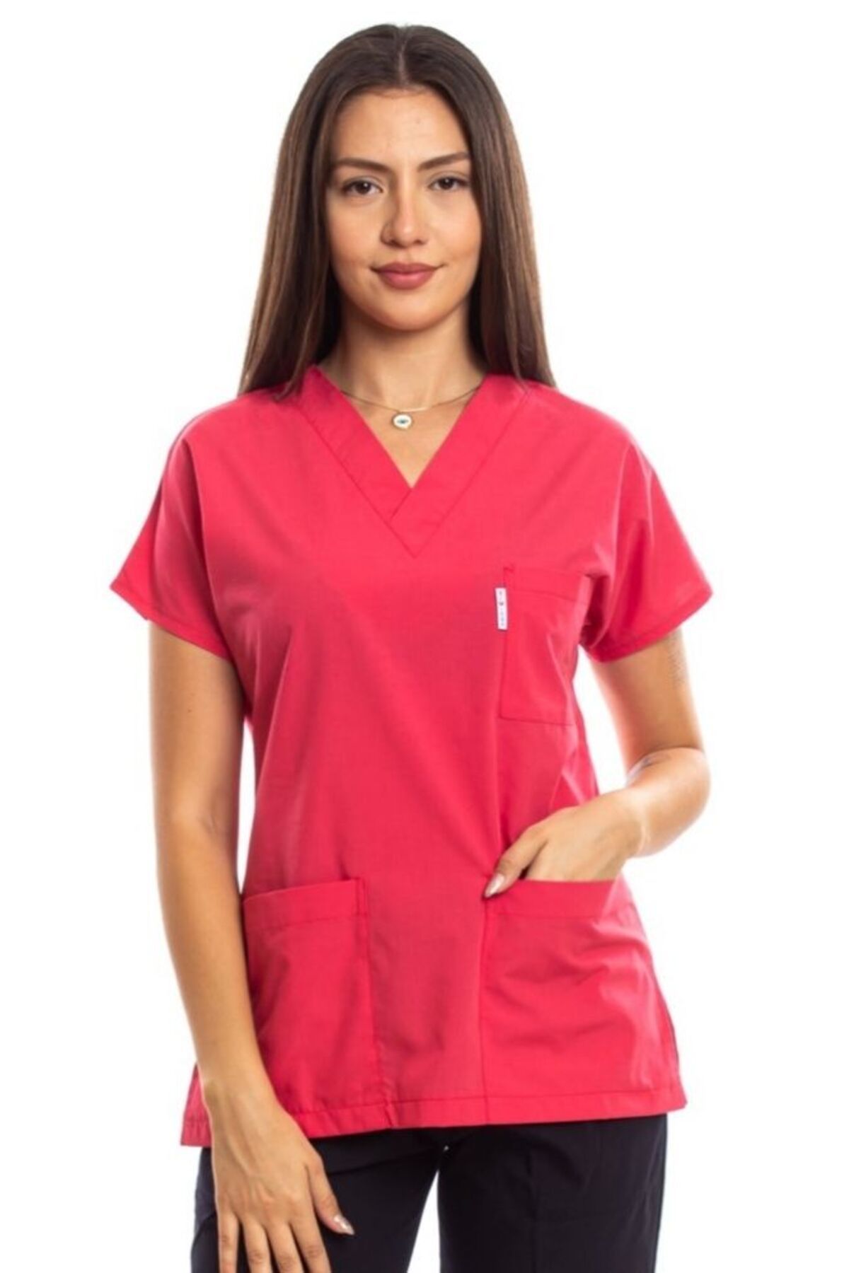 Simirna Üniforma Chirurgicală Asistentă Scrubs Pomegranate Jersey Single Top - XS