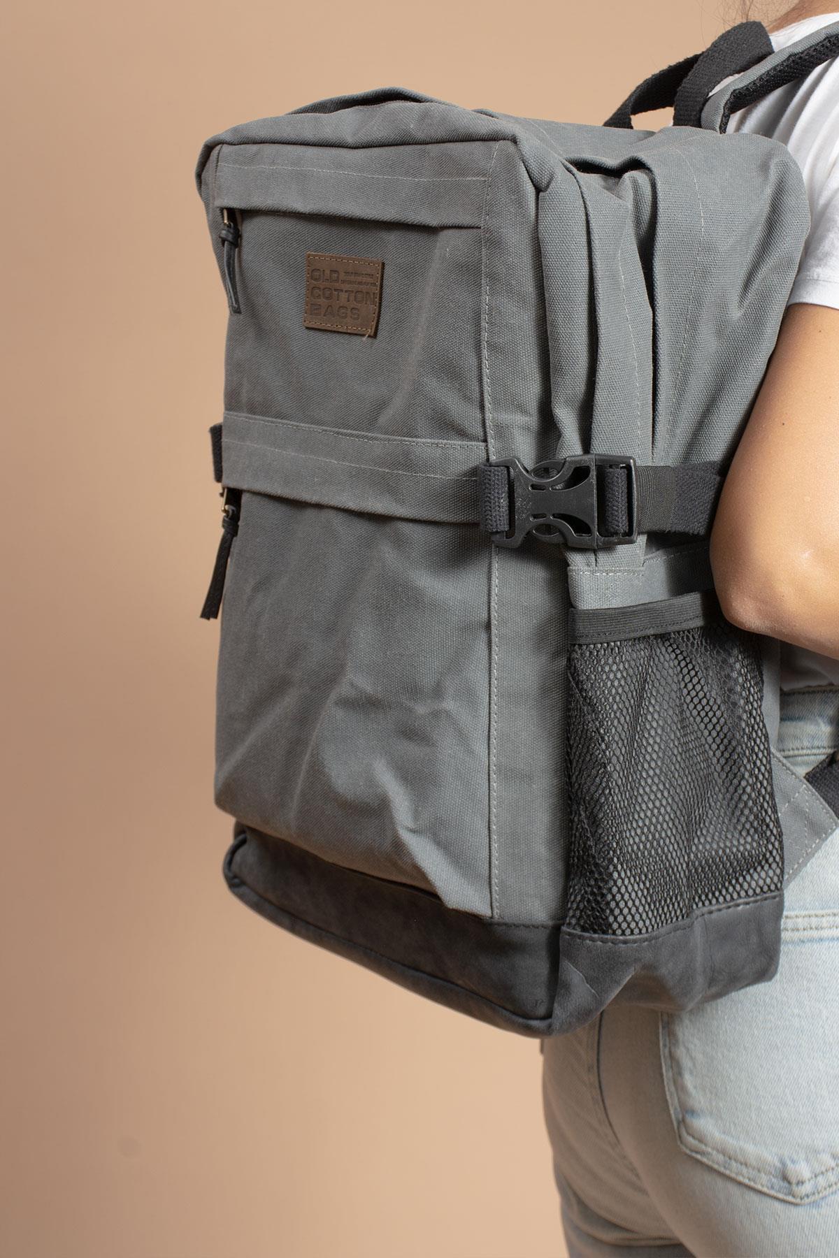 MOGAMS Kullanışlı Seyahat ve Taşıma Çantası Vintage Kanvas Yan Cepli Su Geçirmez Unisex Sırt Çantası fotoğrafı 5 (önizleme)