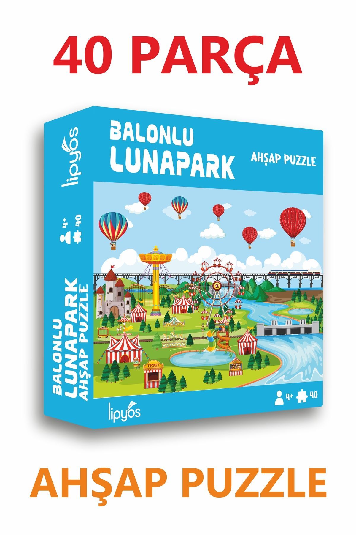 LİPYOS Balonlu Lunapark 40 Parça Mini Ahşap Puzzle - Fiyatı, Yorumları