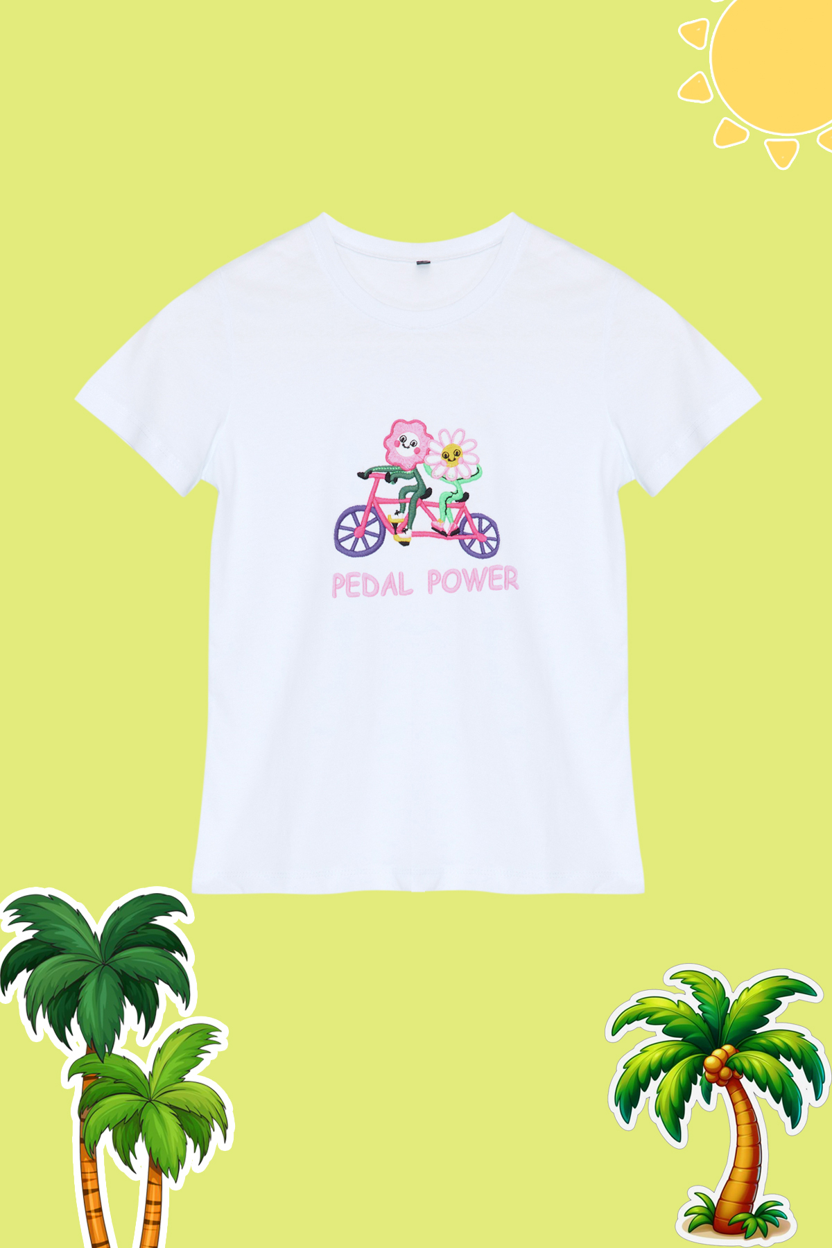 Trendyolmilla Kids Beyaz Kız Çocuk %100 Pamuk Çiçek Desenli Regular/Normal Kalıp Kısa Kol Örme T-Shirt TKDSS24TS00040