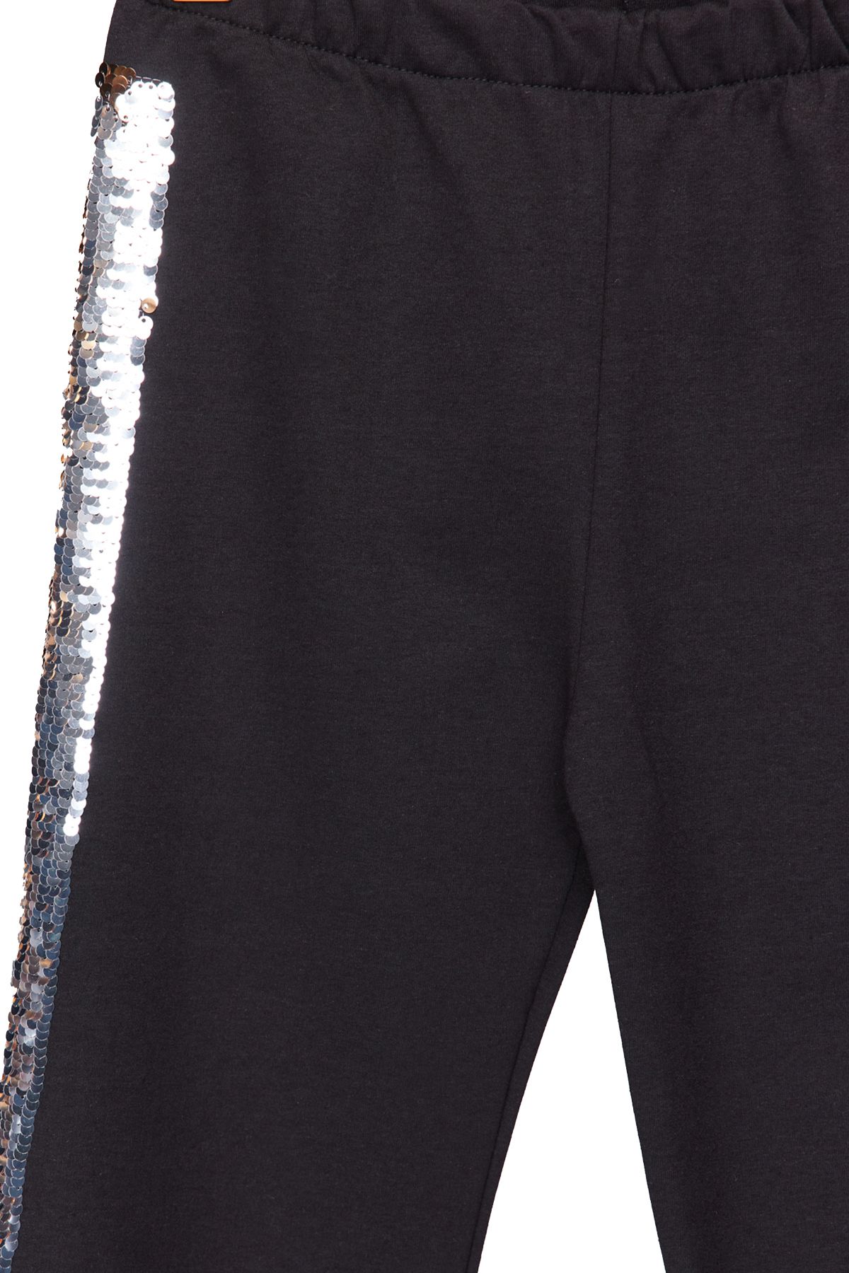 TRENDYOLKIDS-Dziewczęce czarne legginsy z szerokimi nogawkami - haftowane cekiny, dzianina bawełniana Tkdss24Ta00006 5