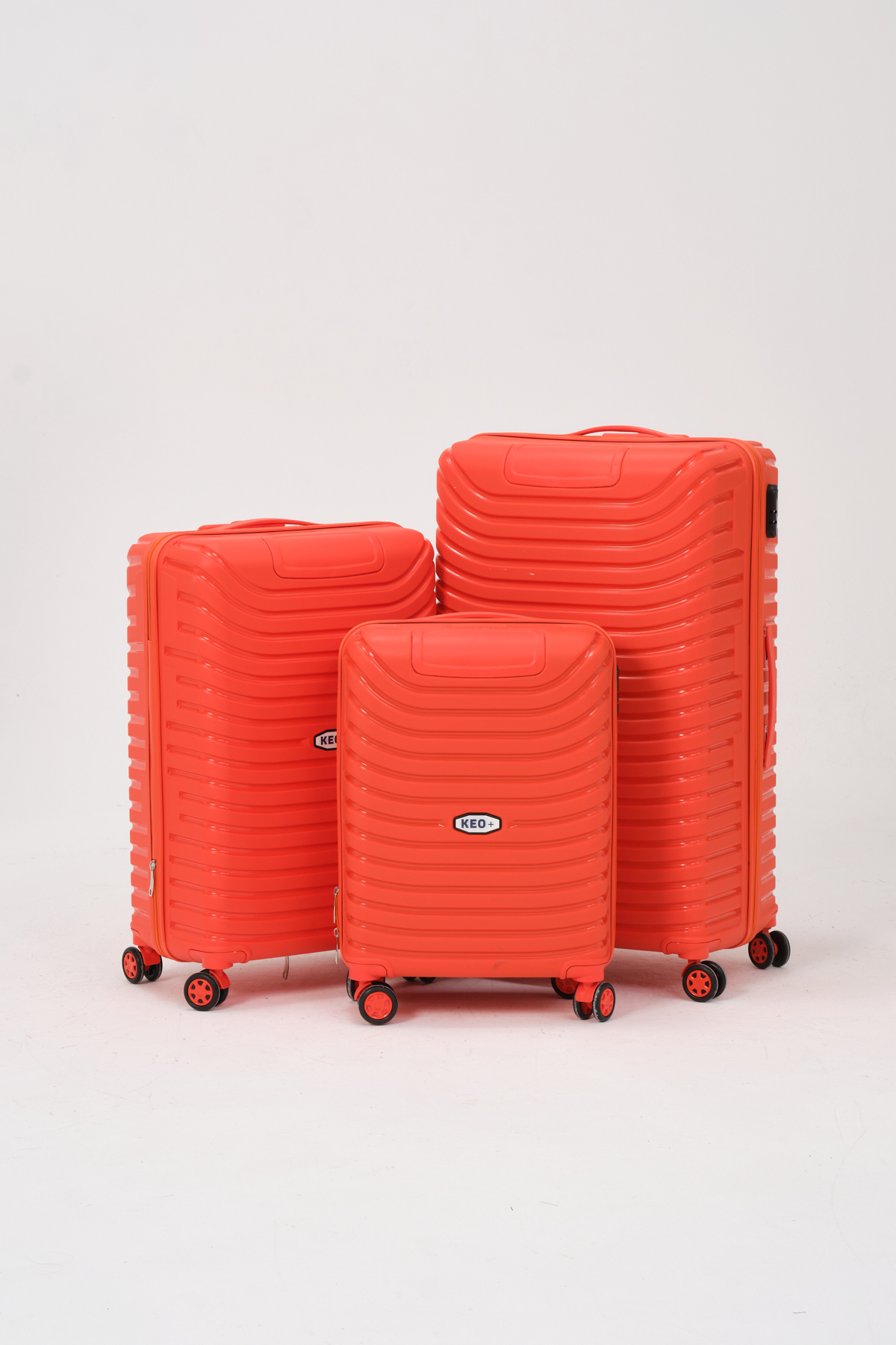 Keo-Plus Orange 3-Piece Set Silicone Unbreakable PP Suitcase (Cabin+Medium+Large)