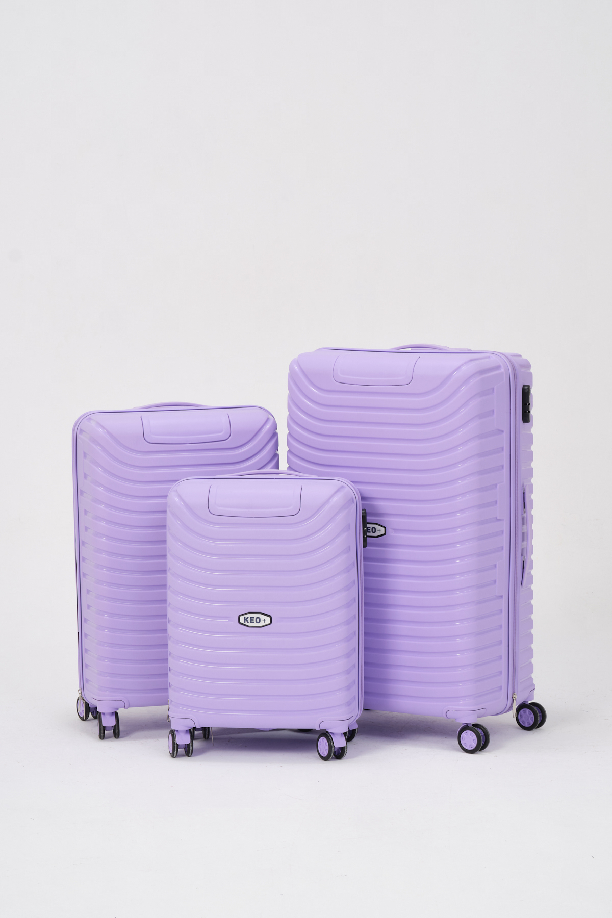 Keo-Plus Lilac 3-Piece Set Silicone Unbreakable PP Suitcase (Cabin+Medium+Large)