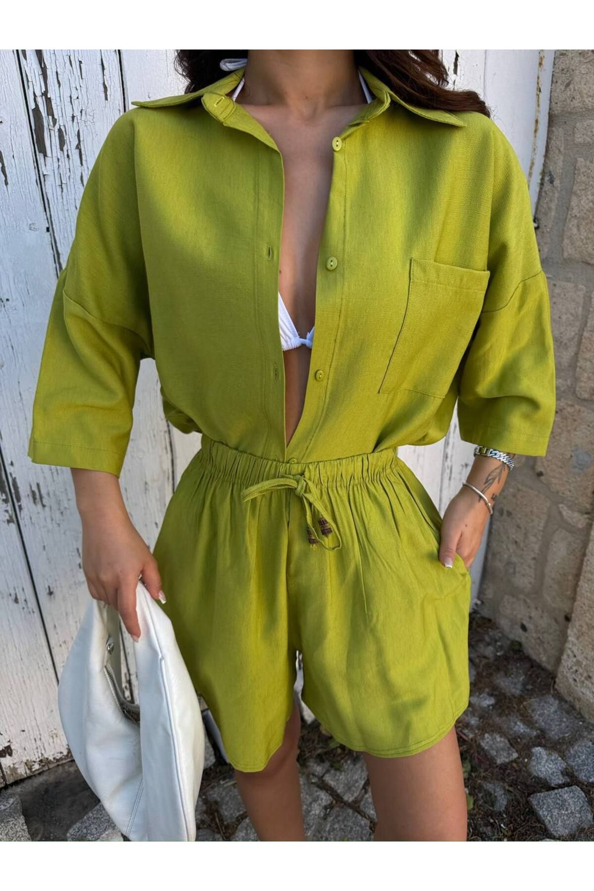 Friday Mood-Set pantaloni scurti și cămașă confortabili pentru femei 2