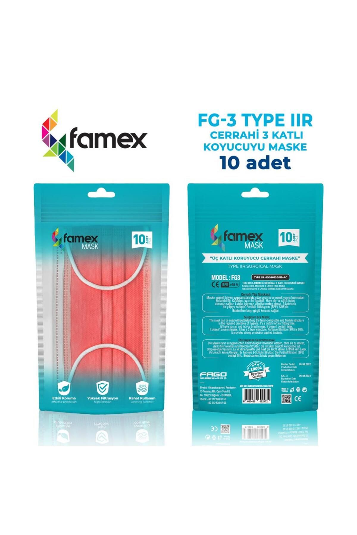 Genel Markalar Famex Cerrahi Maske / FG-3 TYPE IIR CERRAHİ 3 KATLI KORUYUCU MASKE