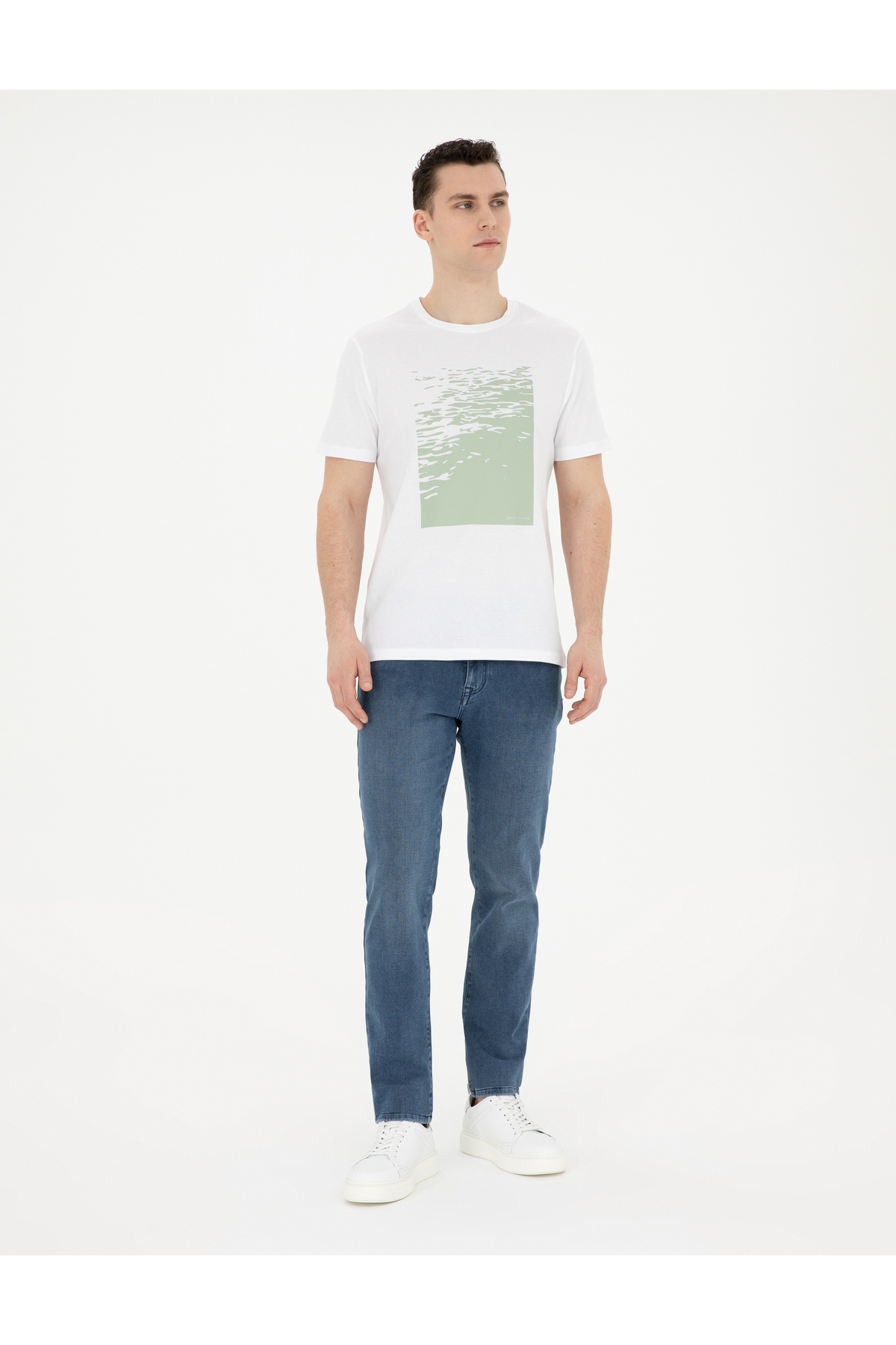 تیشرت مردانه سفید پیرکاردین | G021SZ011 .000.1823643 اورجینال - تصویر 4