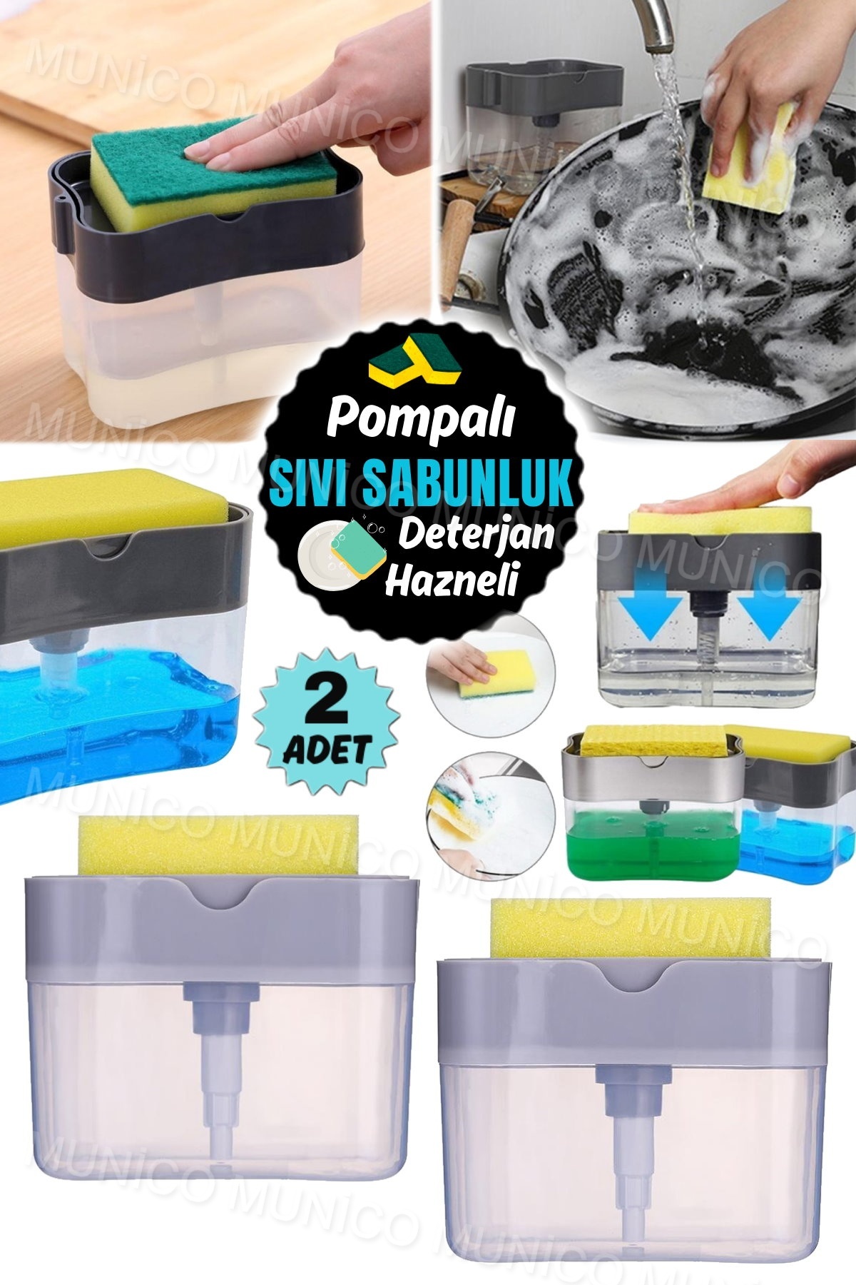 2 Pieces Dish Soap Dispenser for Kitchen Liquid Soap Dispenser Kitchen Soap Dispenser with Sponge Holder Sponge Holder