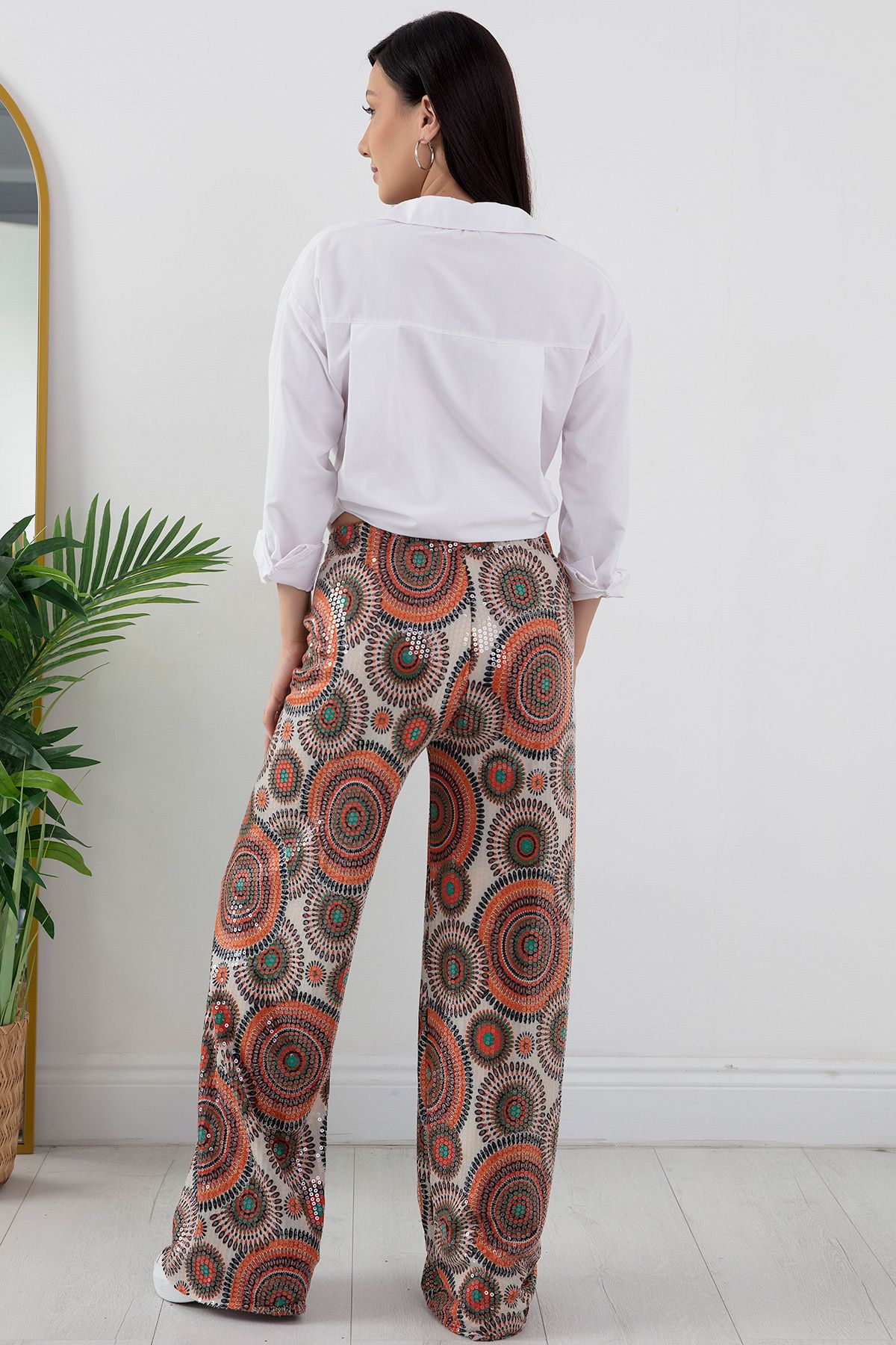 PULLIMM-ESP048 Model Sequin Elastic Waist Trousers 6