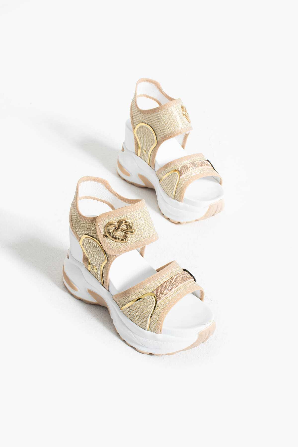 صندل زنانه طلایی nuaA | fashiontaşlı اورجینال - تصویر 2