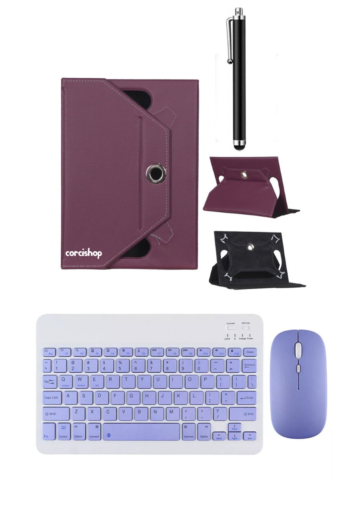 Vorcom UltraPad 10.36 inch Case with Universal Stand + Bluetooth Keyboard Mouse Set + Pen Stand