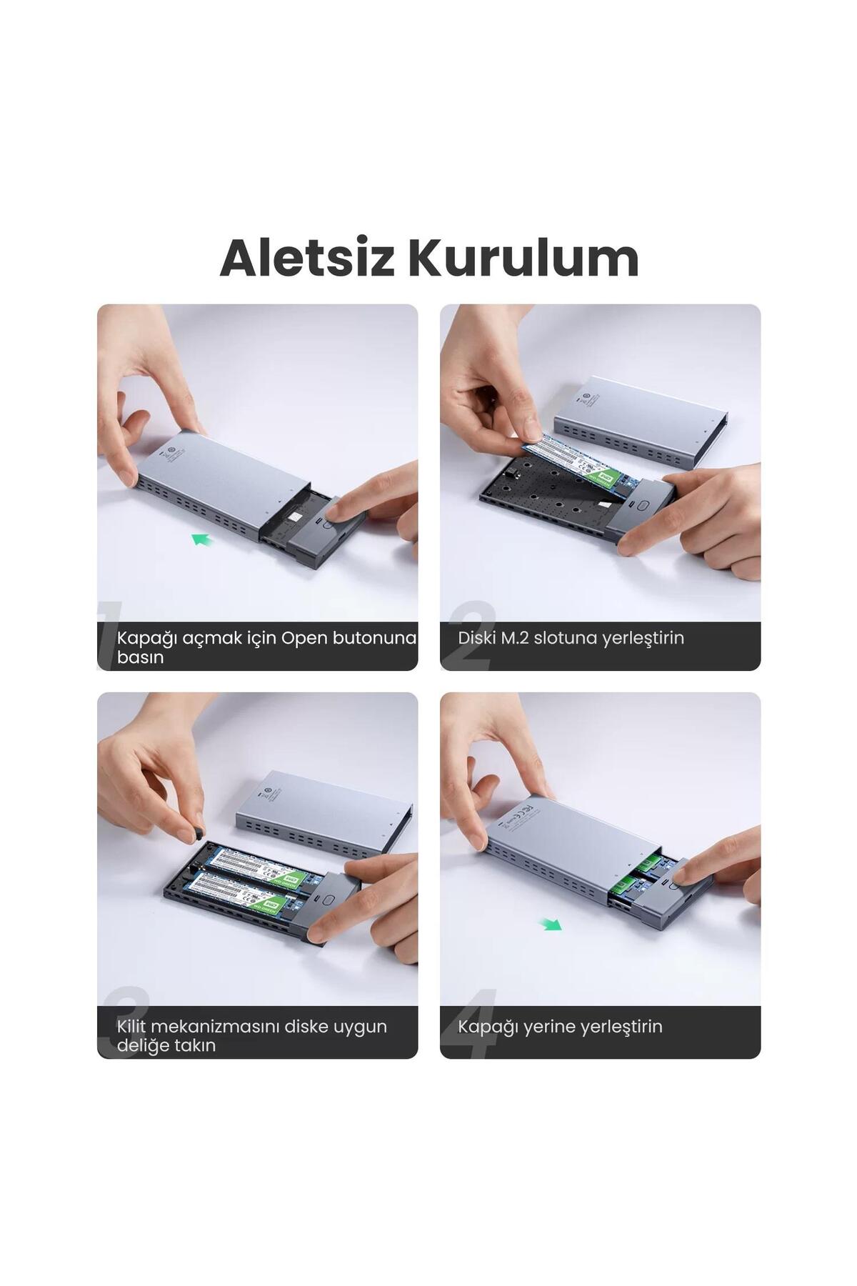 Type-c Çiftli M.2 B-key Raıd Ssd Disk Kutusu 7