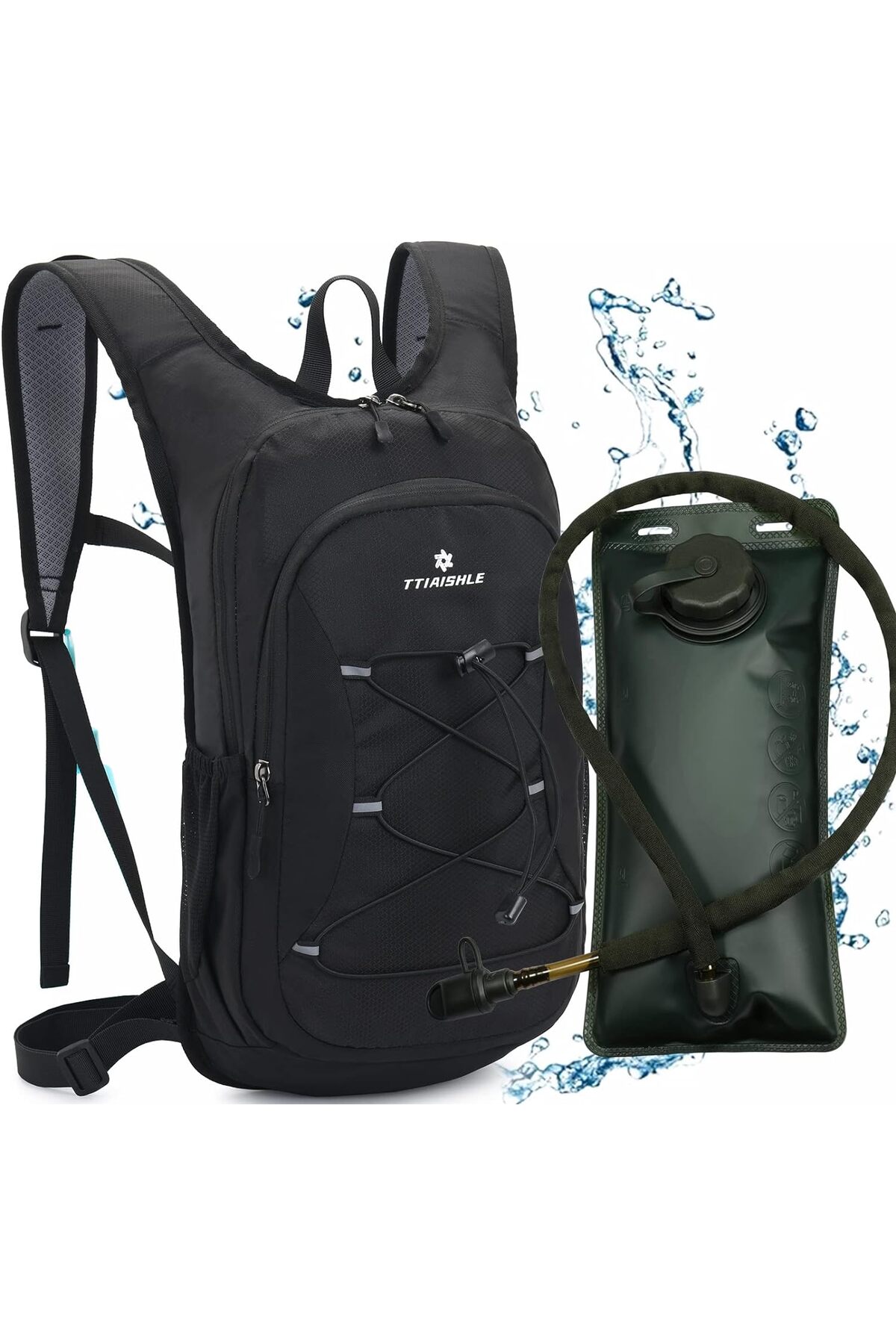 Sac D'hydratation Léger 8L Avec Poche à Eau 2L - Noir/Orange Pour Course à Pied Et Randonnée