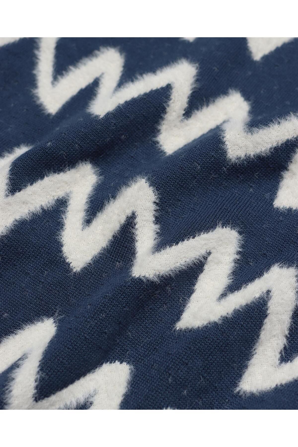 Peraluna-Far Afield DROP SHOULDER KNIT - ZIG Crew Deck Cut standard cu model în zig-zag Tricoturi pentru bărbați Pulover - La 4