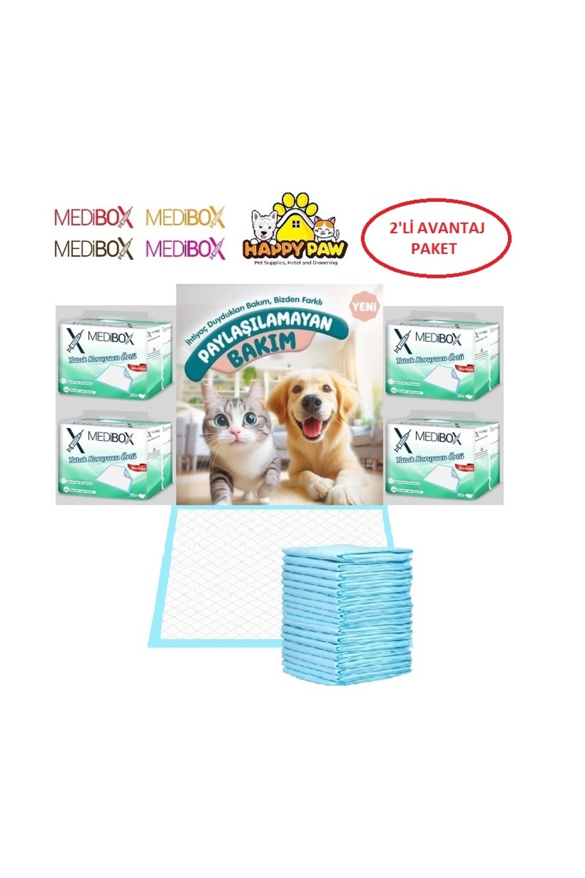 MEDİBOX Kedi Köpek Çiş Eğitim Pedi 60cm x 90cm - 60 Adet - 2 Paket