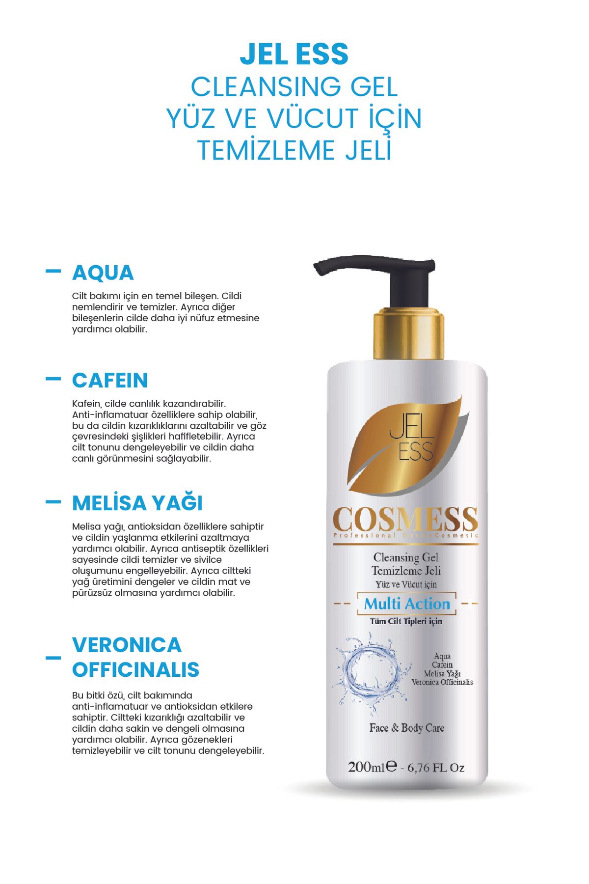 Cosmess-Cleansing Gel for All Skin Types 200 ml - Jeless 2