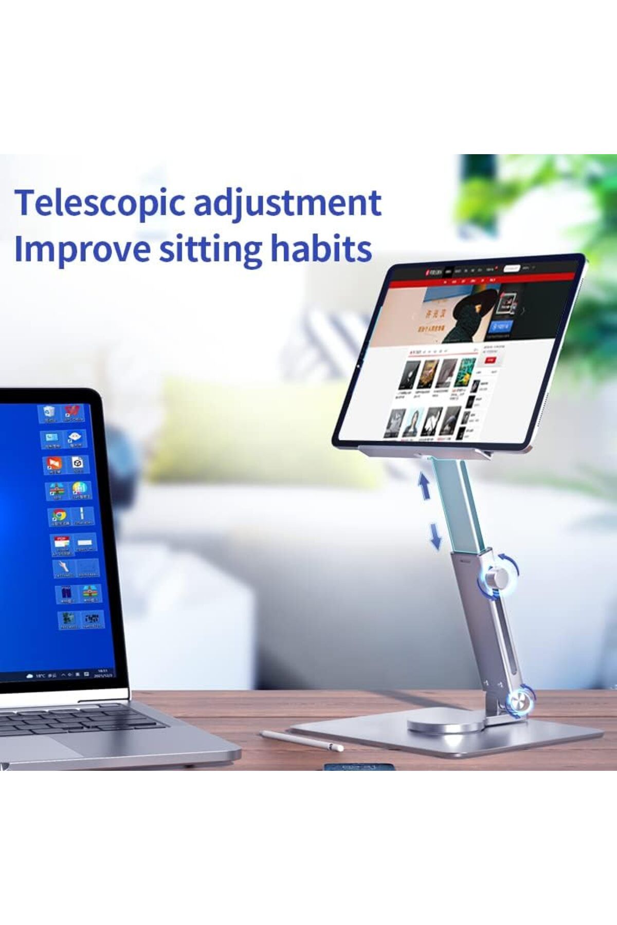 m.tk moveteck-Foldable Compatible with All Models Graduated Adjustable Metal Notebook MacBook Laptop Stand 7