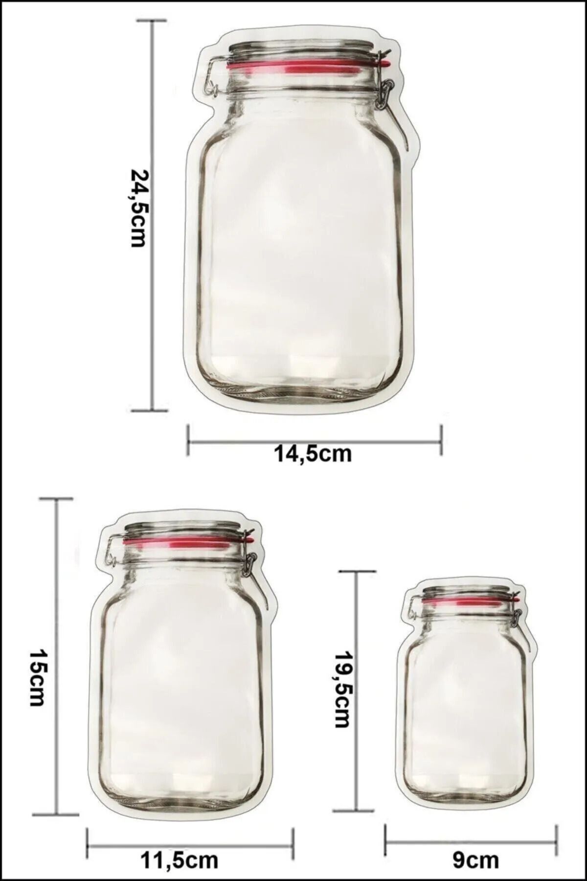 Vi Caro-3 Size Jar Appearance Lockable Storage Container (BAG) / 150ml - 500ml - 620ml 5