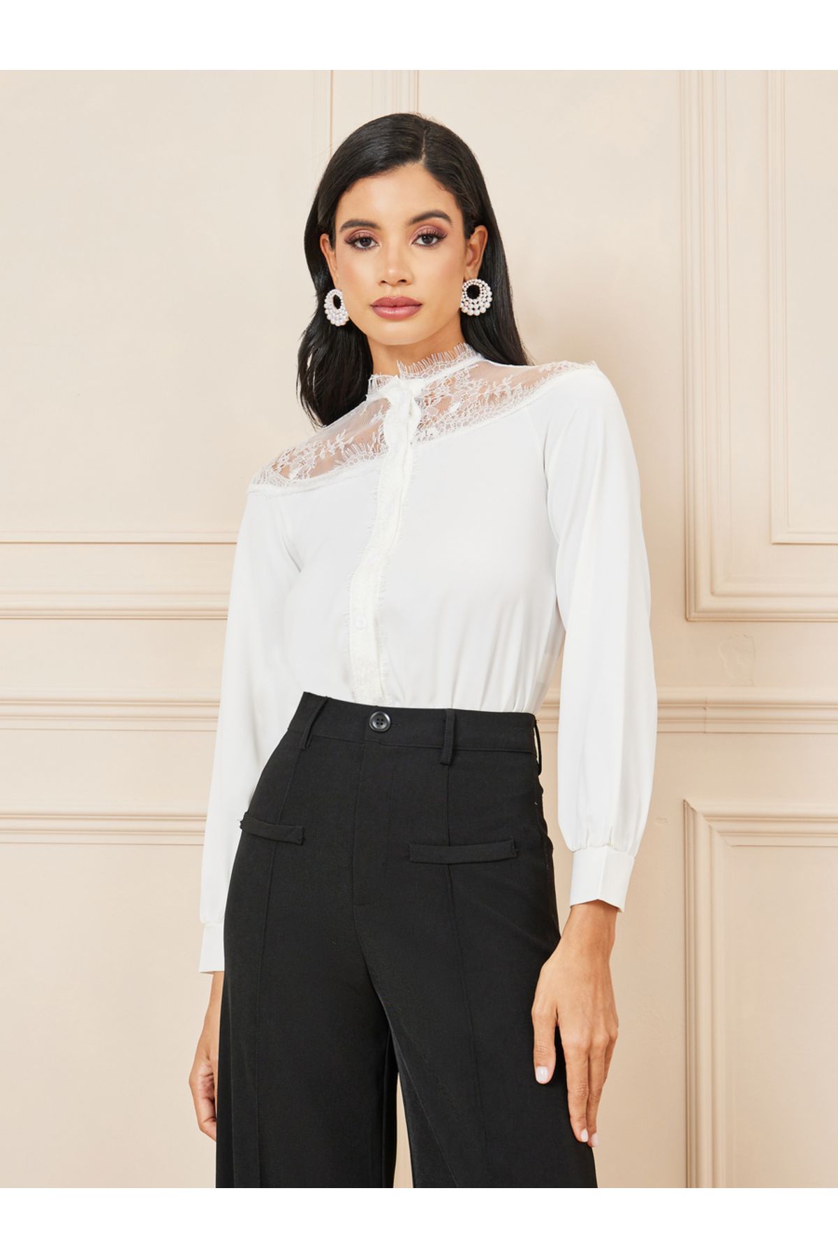 Styli-Mesh Insert Front Button Bodysuit 3