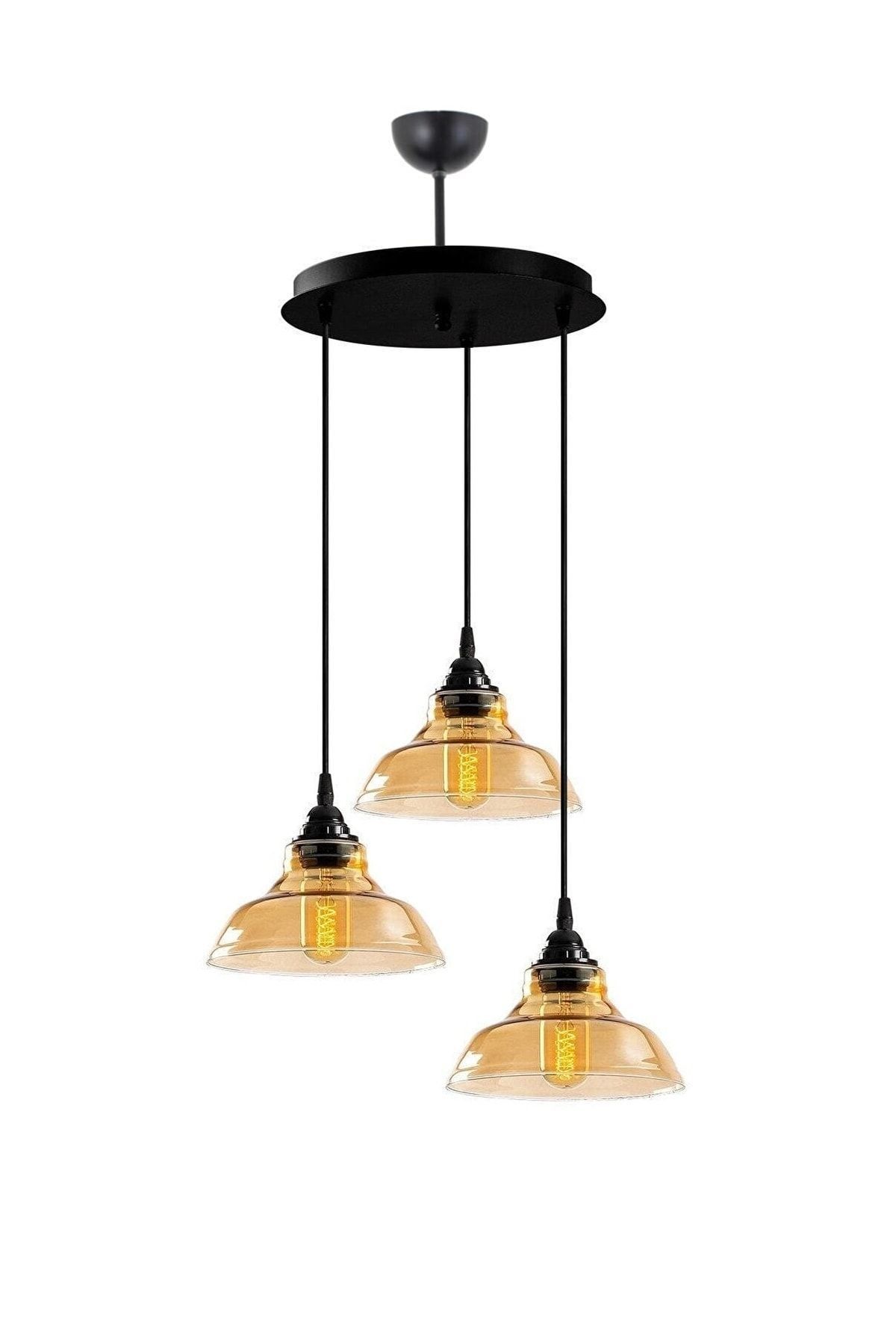 Special Model Triple Round Black Modern Honey Glass Pendant
