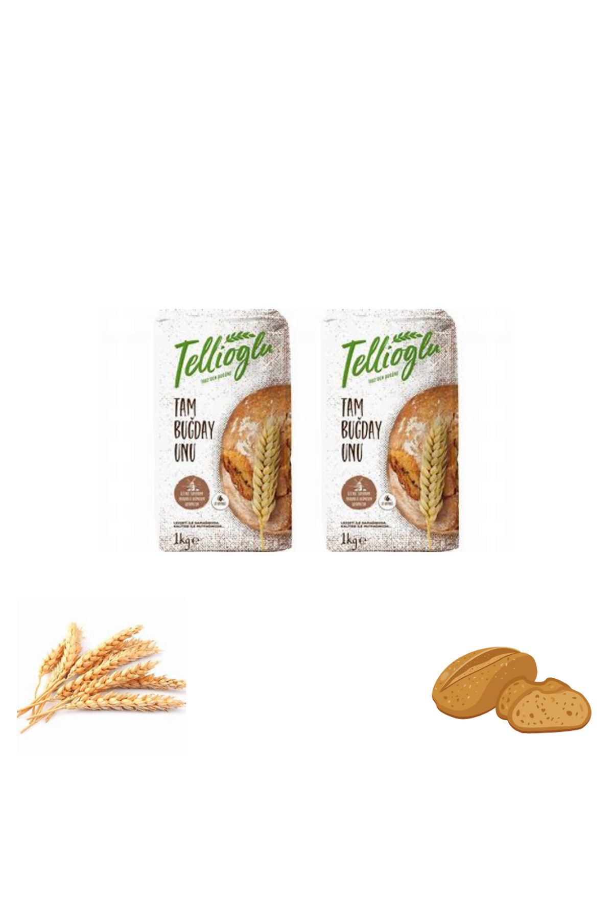tellioğlu TELLİOĞLU TAM BUĞDAY UNU 1 KG 2 ADET 1KG X 2