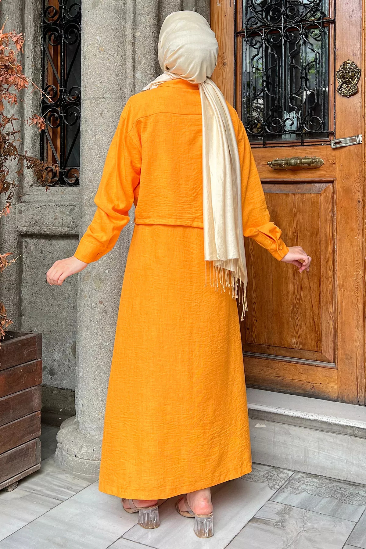 open lace back dress BRYNDA DRESS (BRICK ORANGE) – Hijabistahub