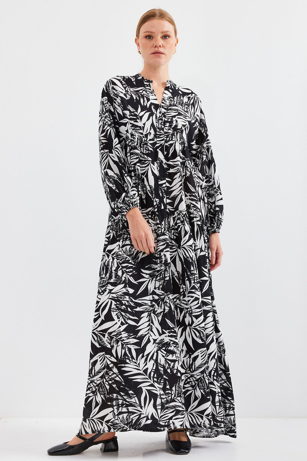 Bigdart-2423 Model - U. Black Authentic Patterned Dress 5