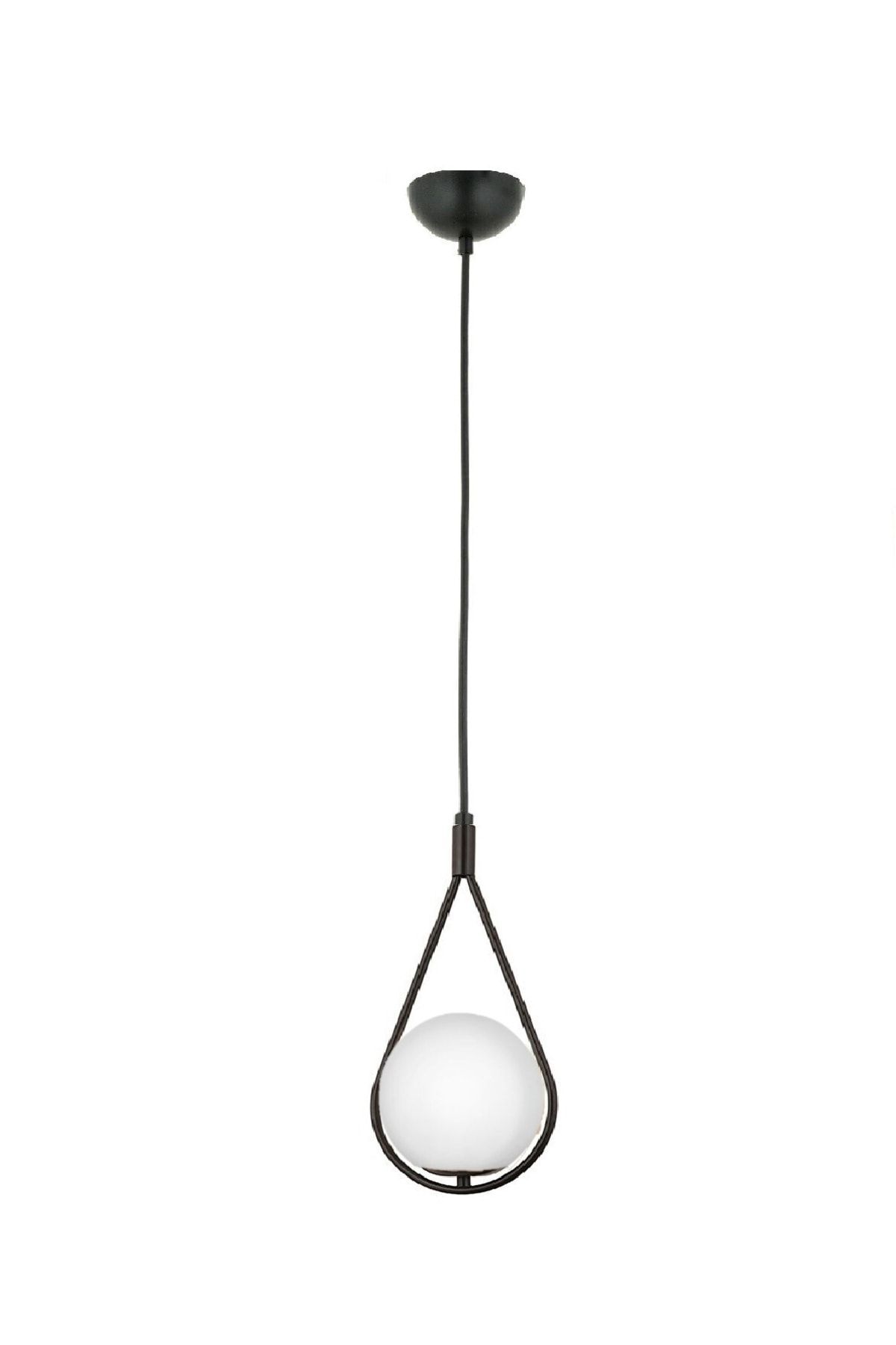 Drop Model Modern Black Single Globe Pendant with White Glass