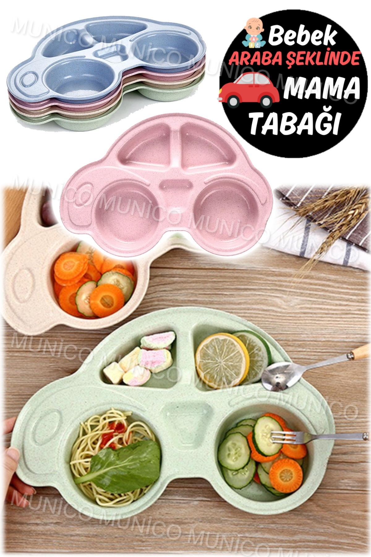 Munico Bebek Tabağı Silikon Vakumlu Küçük Çocuk Tabak Küçük Çocuklar için Bölünmüş Tabak Kendinden Besleme fotoğrafı 3 (önizleme)