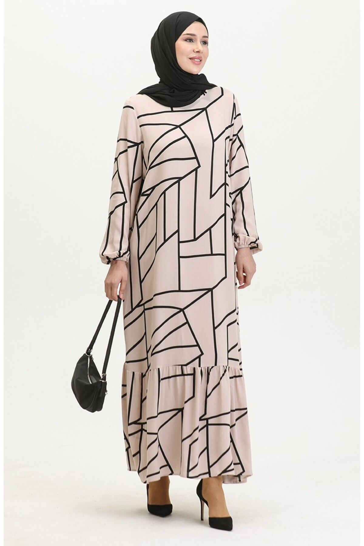 Ruched Patterned Viscose Dress