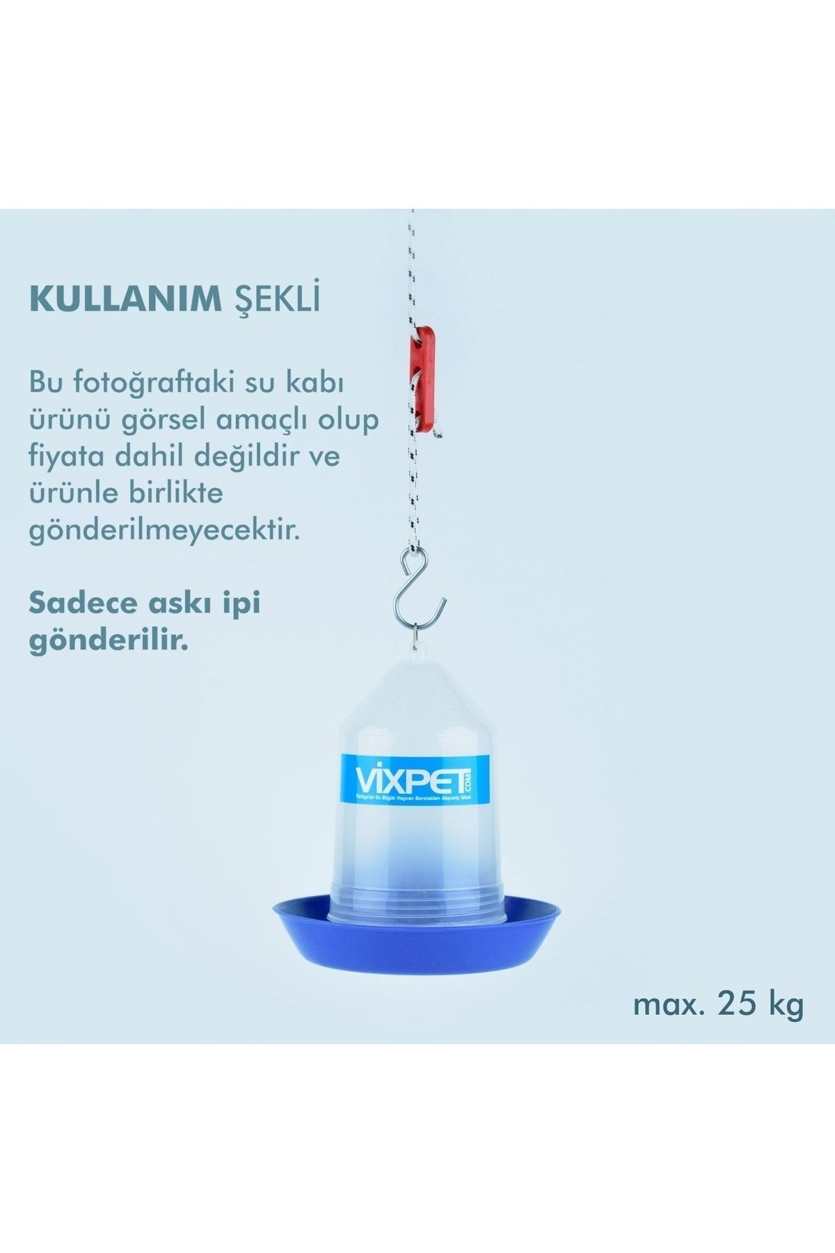 Vixpet-2.5 Meter Hanger String - Chicken Drinker and Feeder Set| Practical Kit - 30 Pieces 2