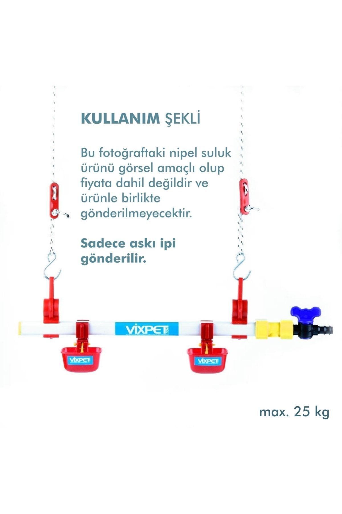 Vixpet-2.5 Meter Hanger String - Chicken Drinker and Feeder Set| Practical Kit - 50 Pieces 3