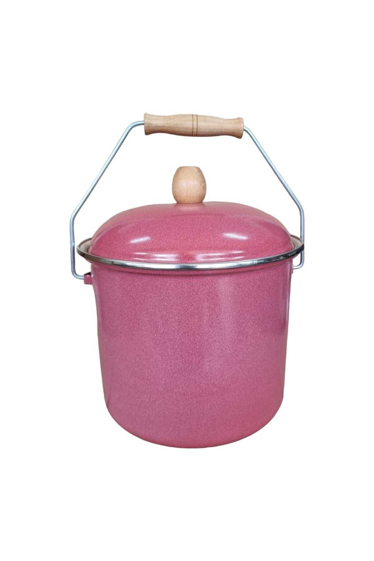 Emaye Yoğurt Tenceresi Emaye Bakraç 20cm 5lt Kırmızı