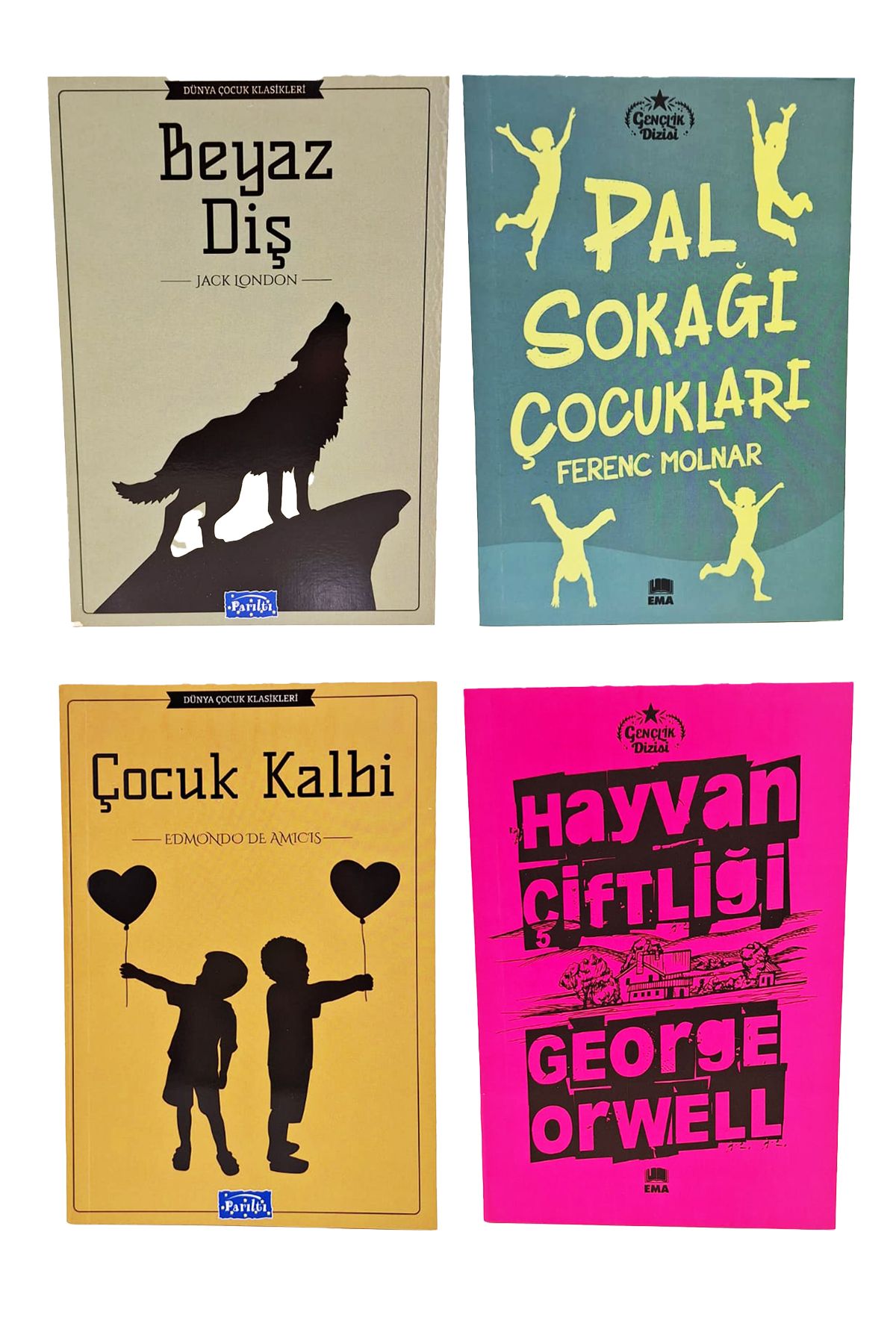 5.6.7.8.sınıflar Için Okuma Seti Beyaz Diş-pal Sokağı Çocukları-hayvan Çiftliği-çocuk Kalbi 4 Kitap