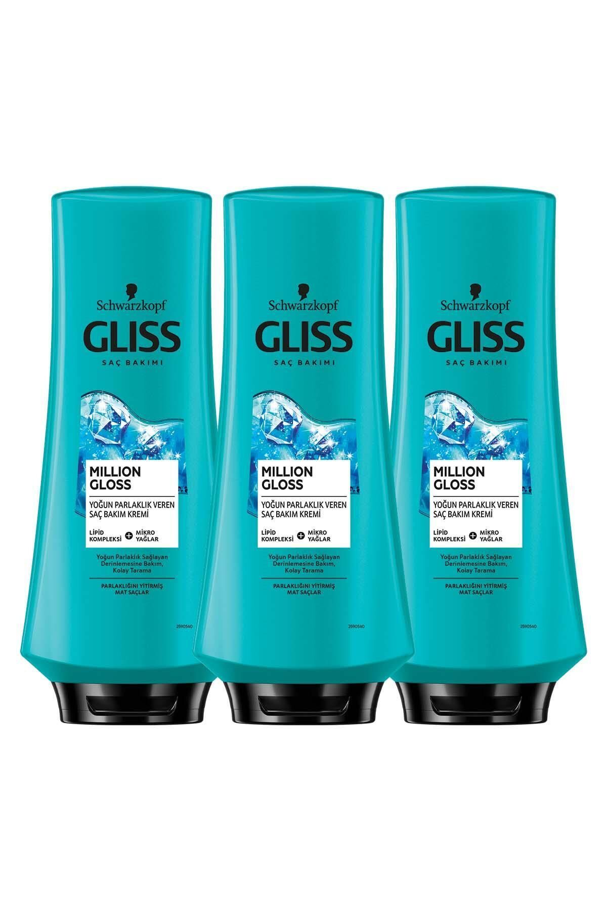Gliss Million Gloss Yoğun Parlaklık Veren Saç Kremi 360 ml 3'lü — SET.HNKL.447